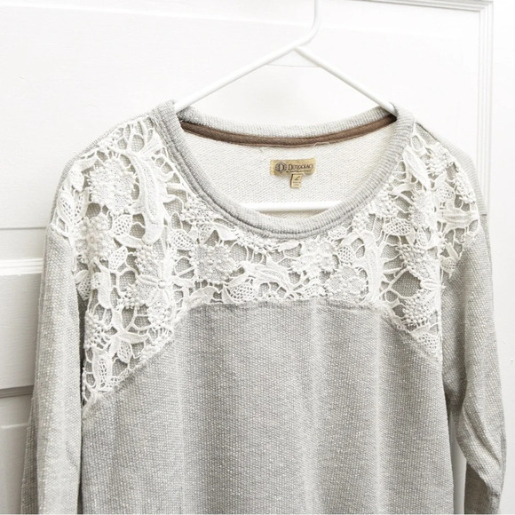 Democracy Sweatshirt women’s lace panel crewneck Size L - Picture 4 of 5